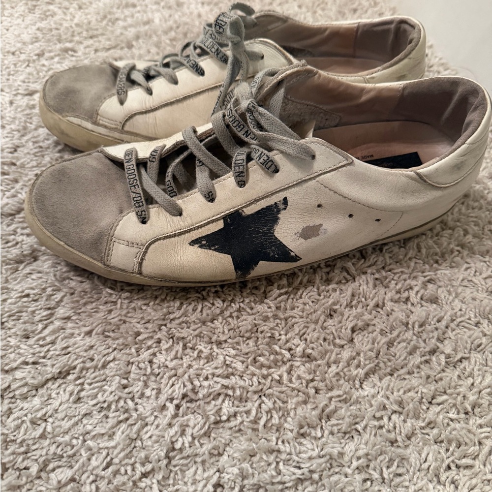 Golden Goose White and Gray Star Sneakers
